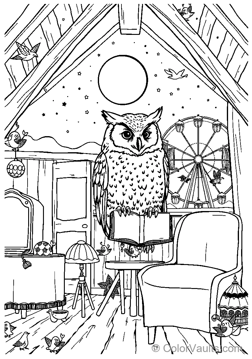 Owl In An Attic Room