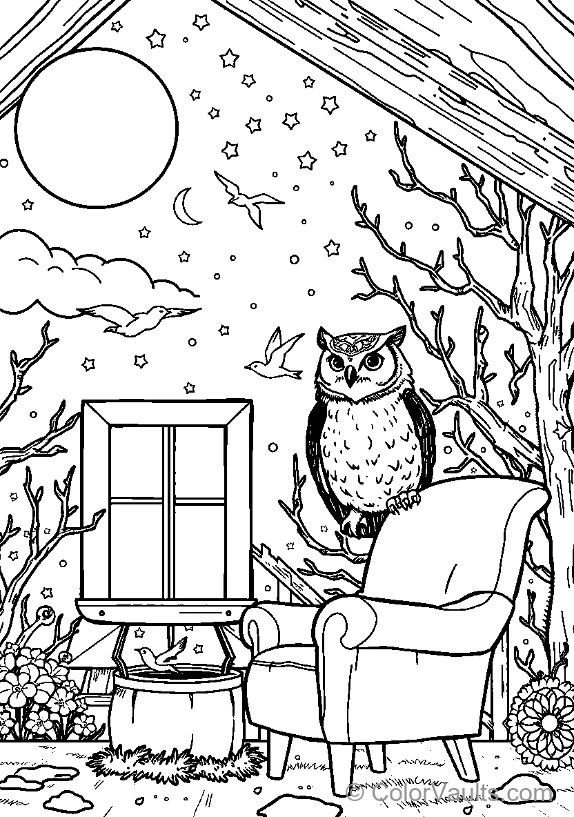 Owl In The Night Sky