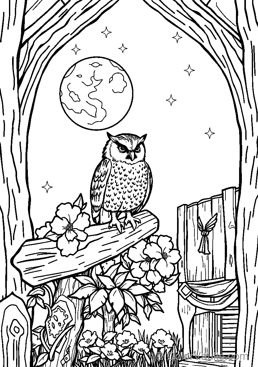 Owl Under The Moon