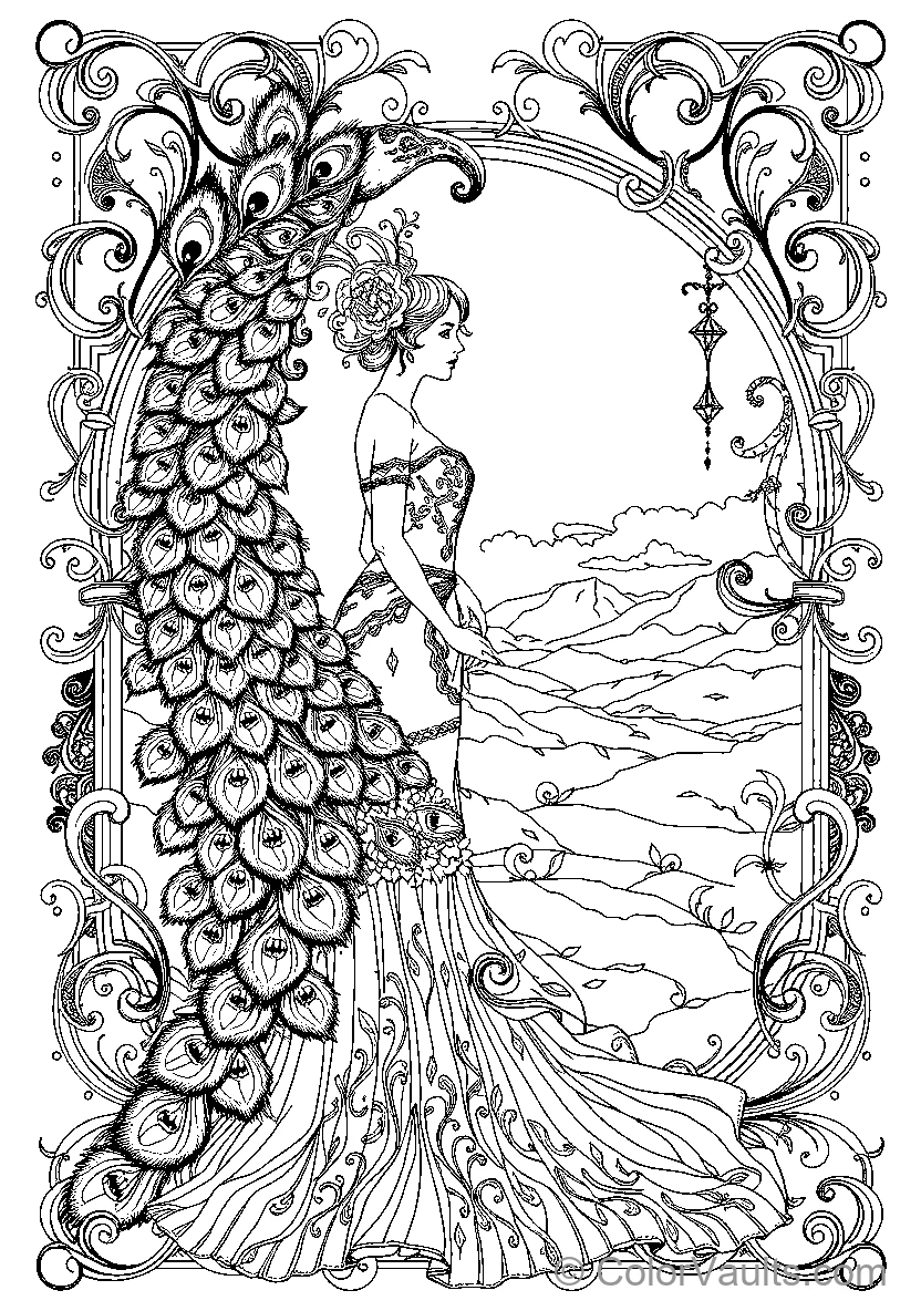 Peacock Feathered Woman