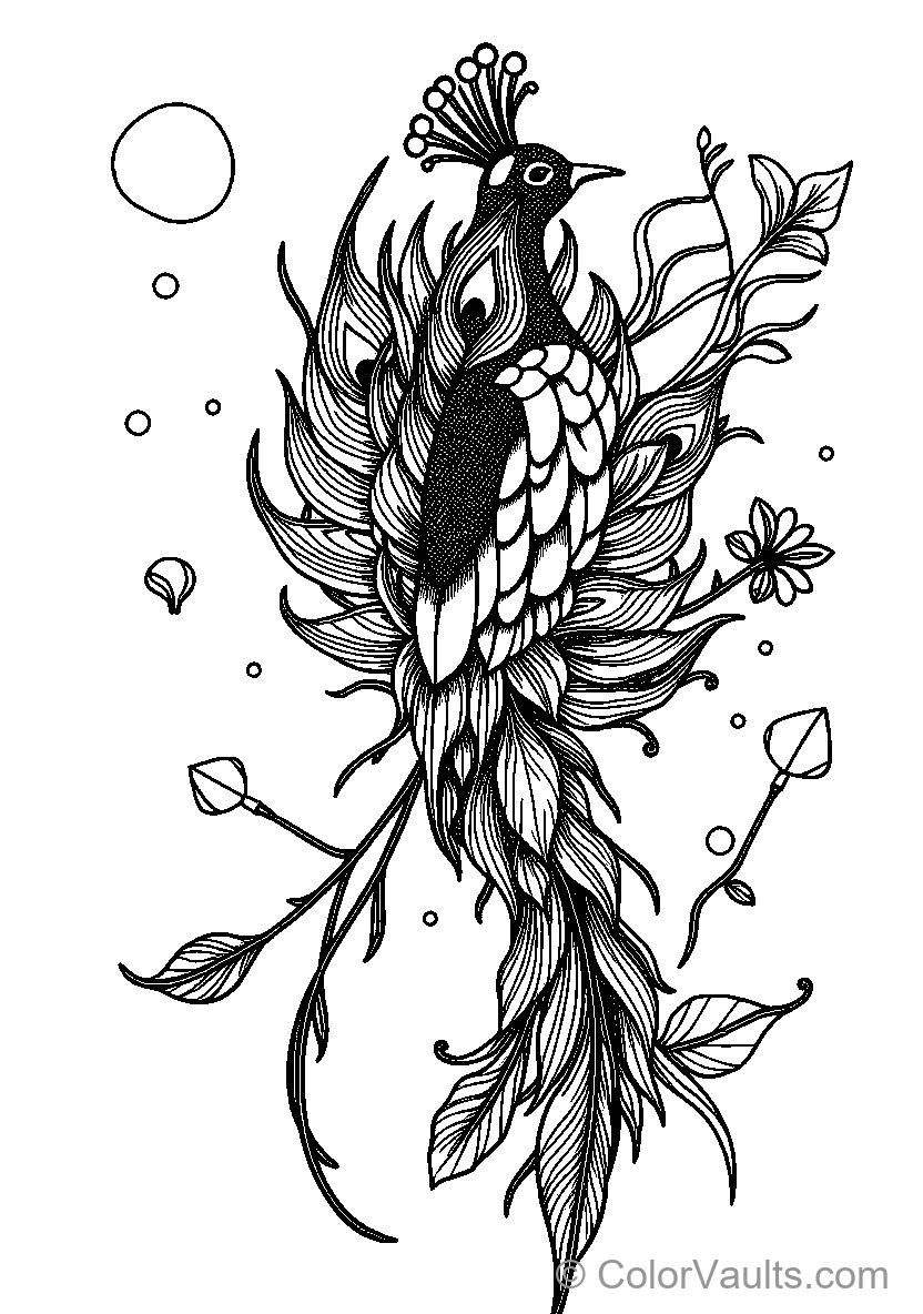 Stylized Peacock Crowned Bird