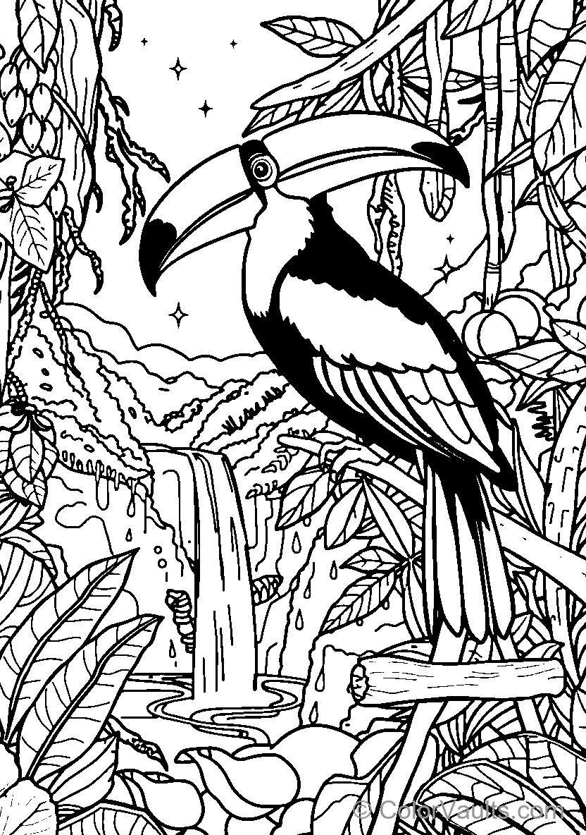 Toucan Perched Among Tropical Foliage (Scene 2)
