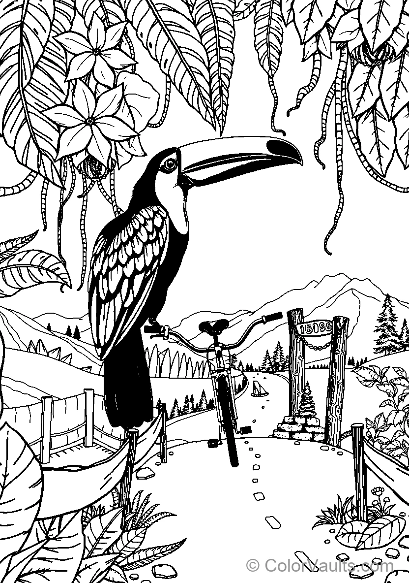 Toucan Perched On Bicycle