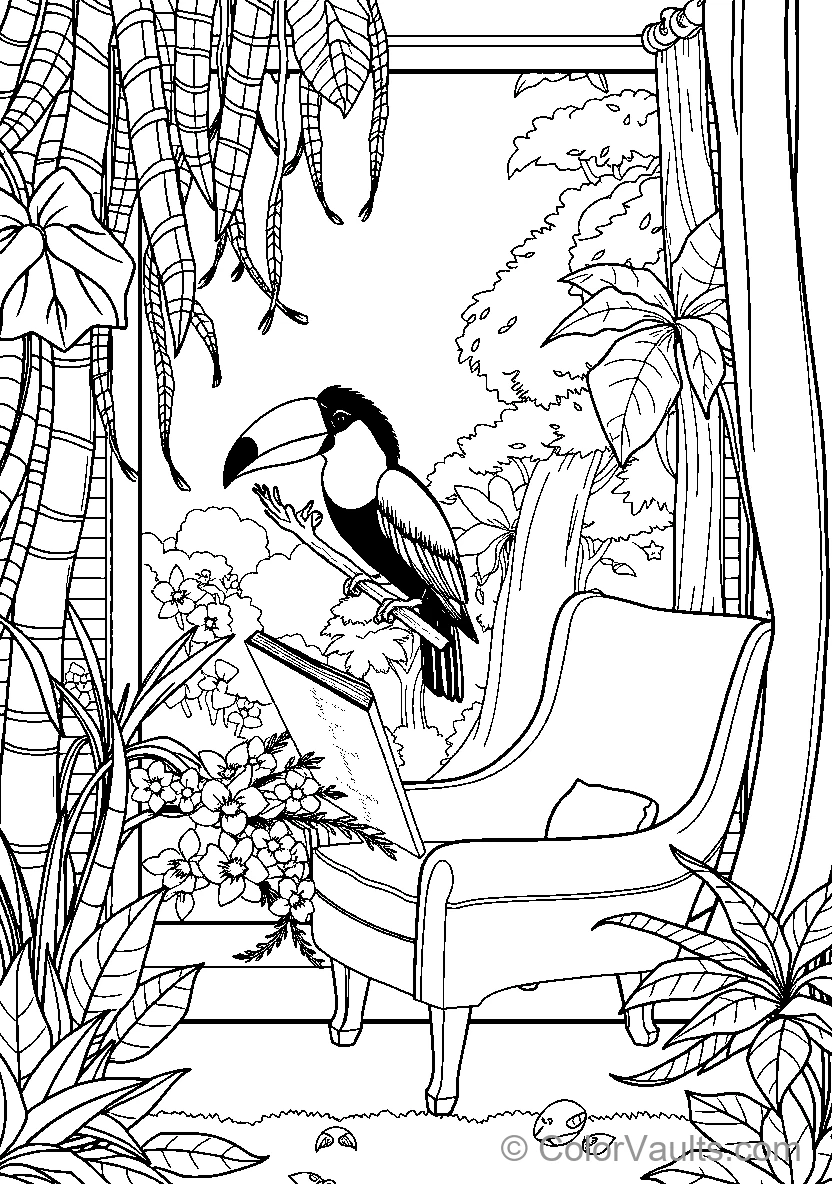 Toucan Perched On Chair