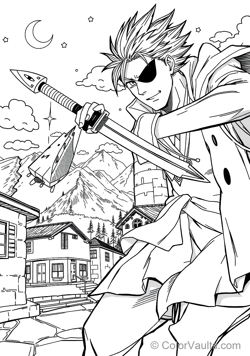 Kenpachi Zaraki with Spiked Bell Hair and Eyepatch (Scene 3)