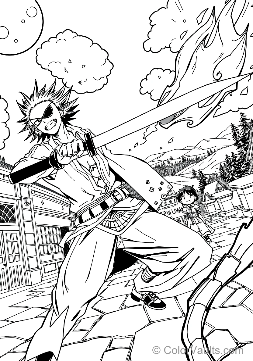 Kenpachi Zaraki with Spiked Bell Hair and Eyepatch (Scene 9)