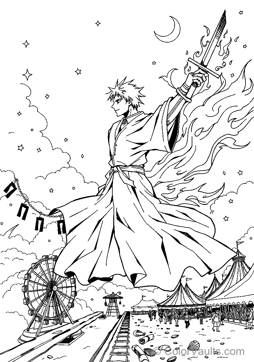 Spiky Haired Warrior In Flames