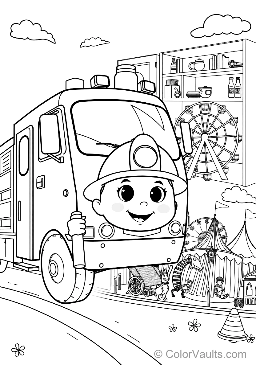 Blippi Exploring a Shiny Fire Truck Holding a Fire (Scene 2)