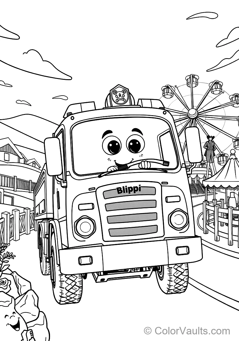 Blippi Exploring a Shiny Fire Truck Holding a Fire (Scene 3)