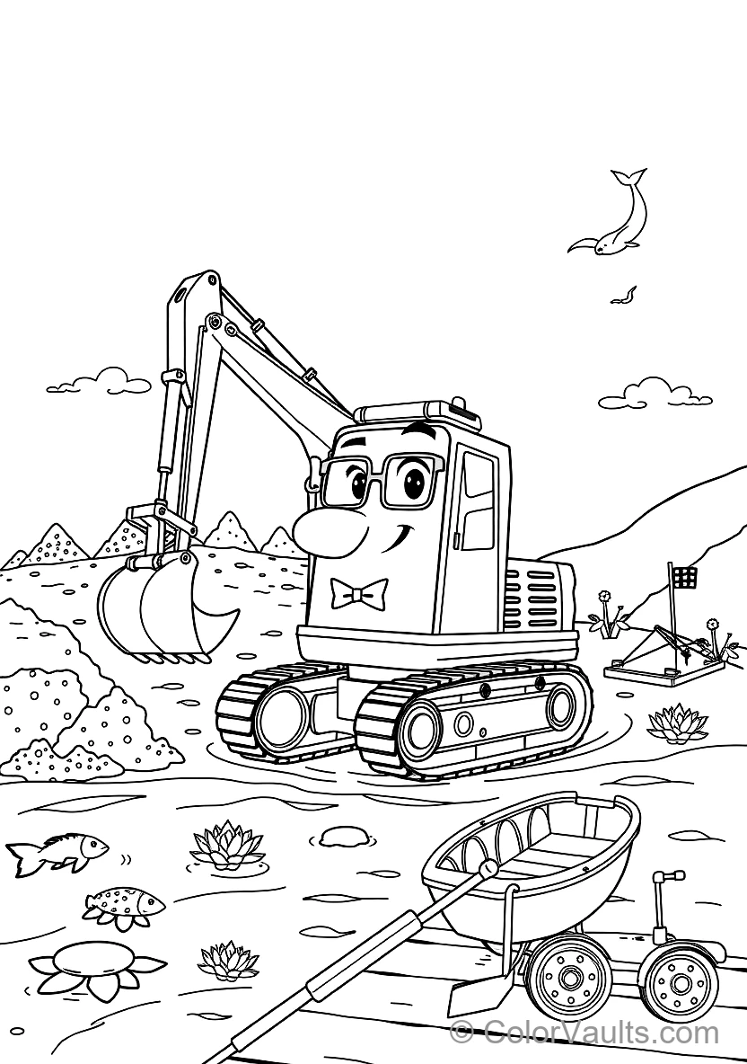 Blippi in Bowtie and Glasses Operating a Giant