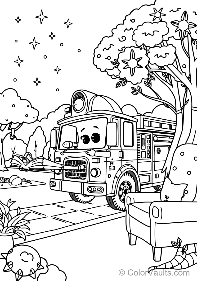 Blippi Exploring a Shiny Fire Truck Holding a Fire (Scene 4)