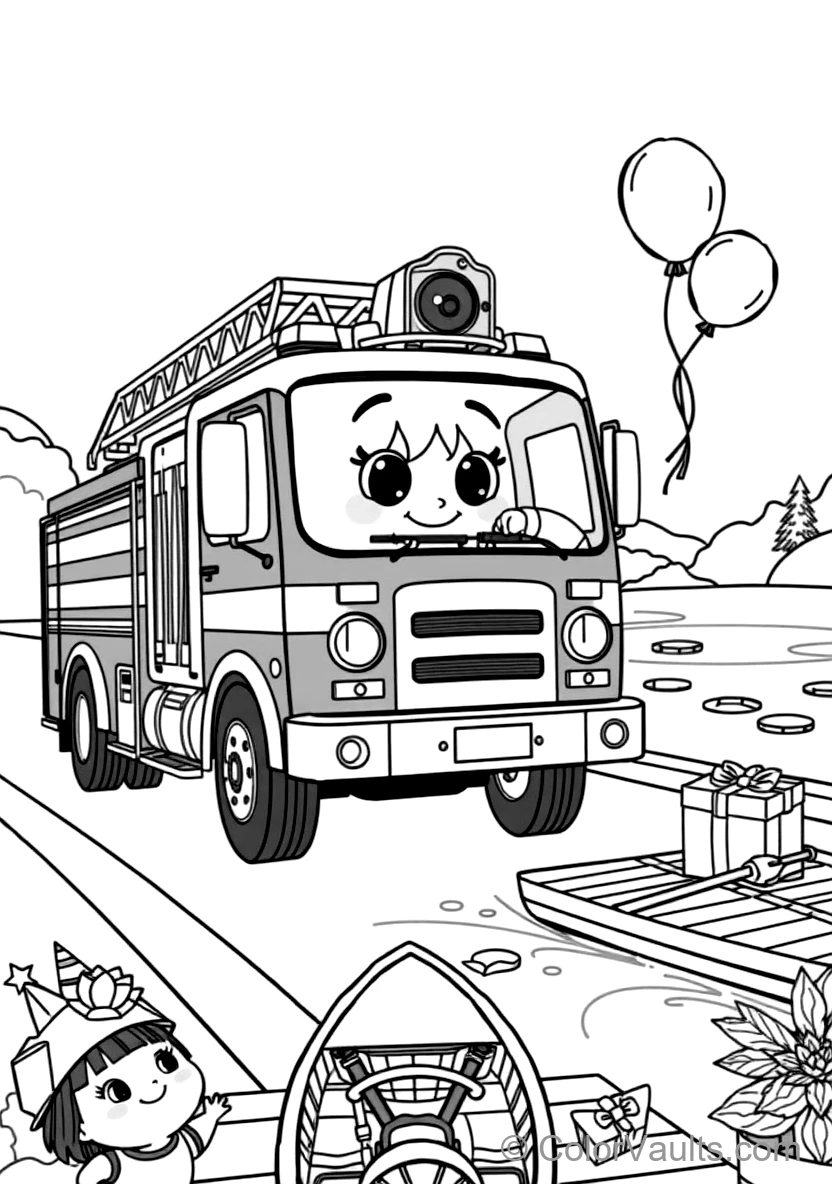 Blippi Exploring a Shiny Fire Truck Holding a Fire (Scene 5)