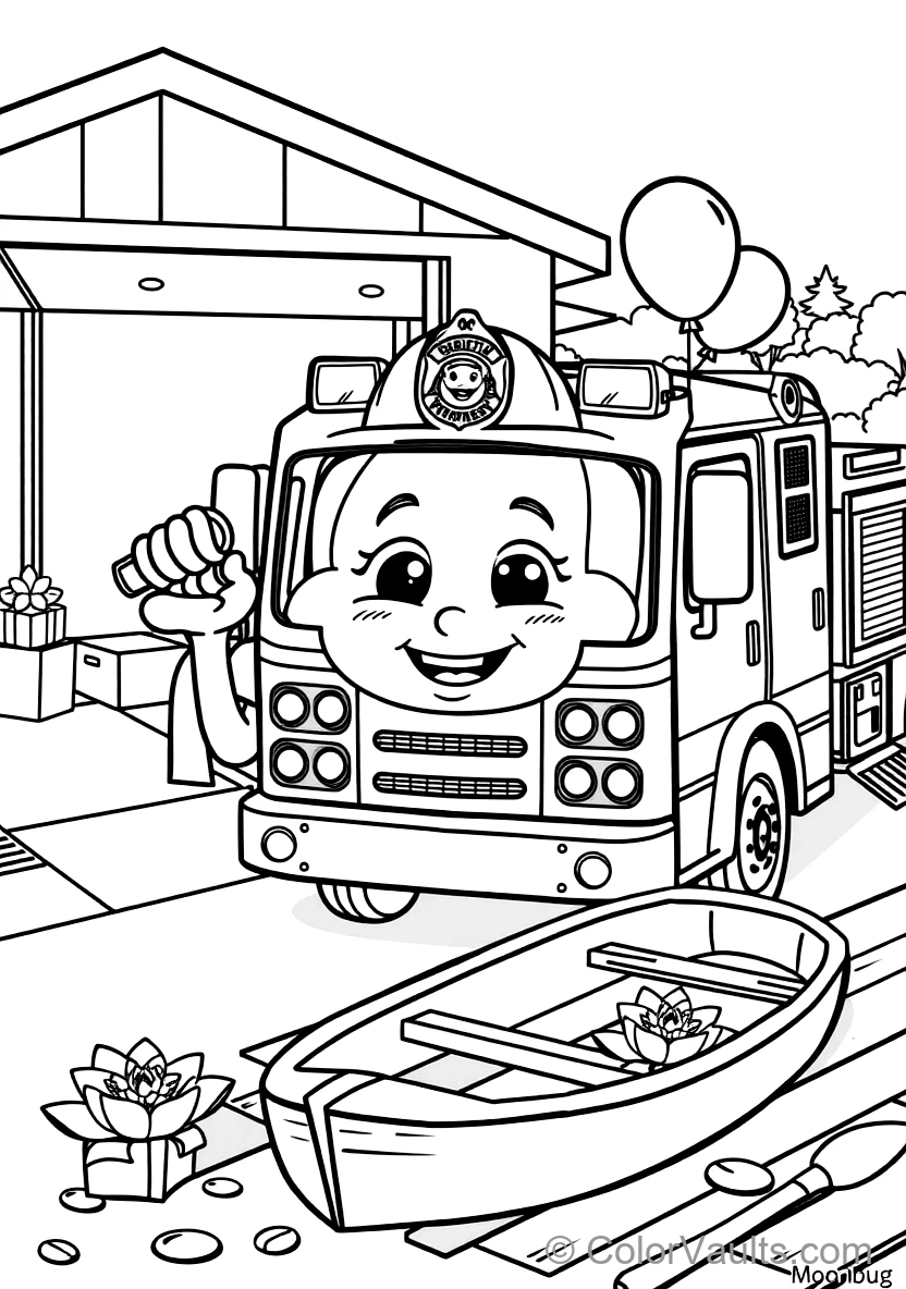 Blippi Exploring a Shiny Fire Truck Holding a Fire (Scene 7)