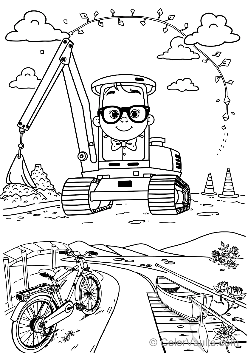 Blippi in Bowtie and Glasses Operating a Giant (Scene 3)