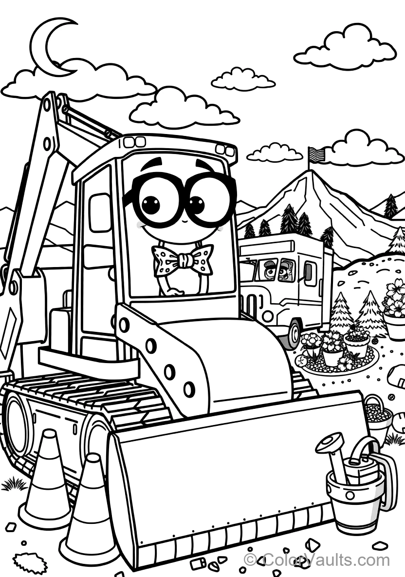 Blippi in Bowtie and Glasses Operating a Giant (Scene 6)