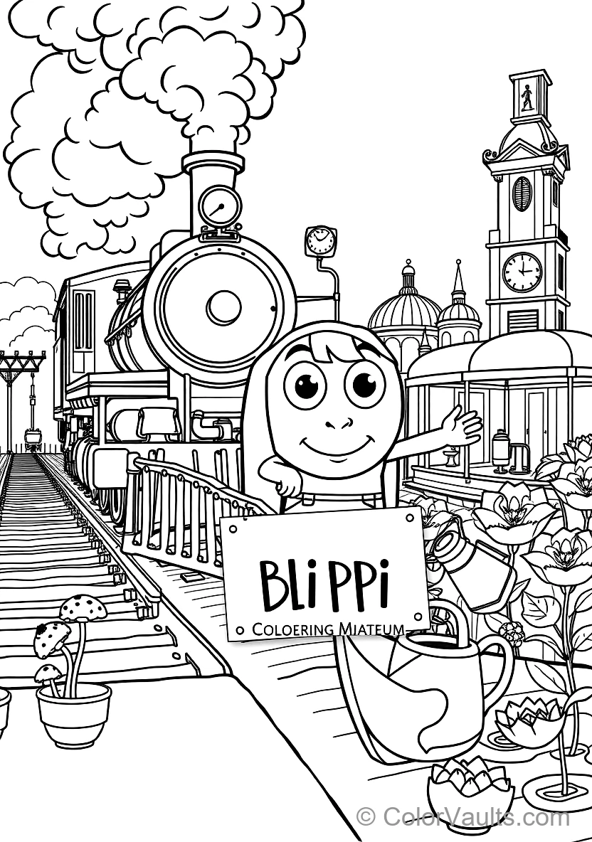 Blippi Exploring a Historic Steam Train Museum (Scene 9)