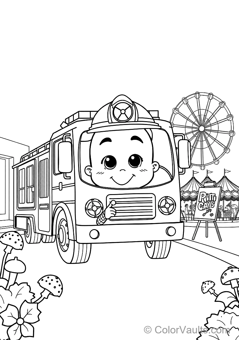 Blippi Exploring a Shiny Fire Truck Holding a Fire (Scene 9)