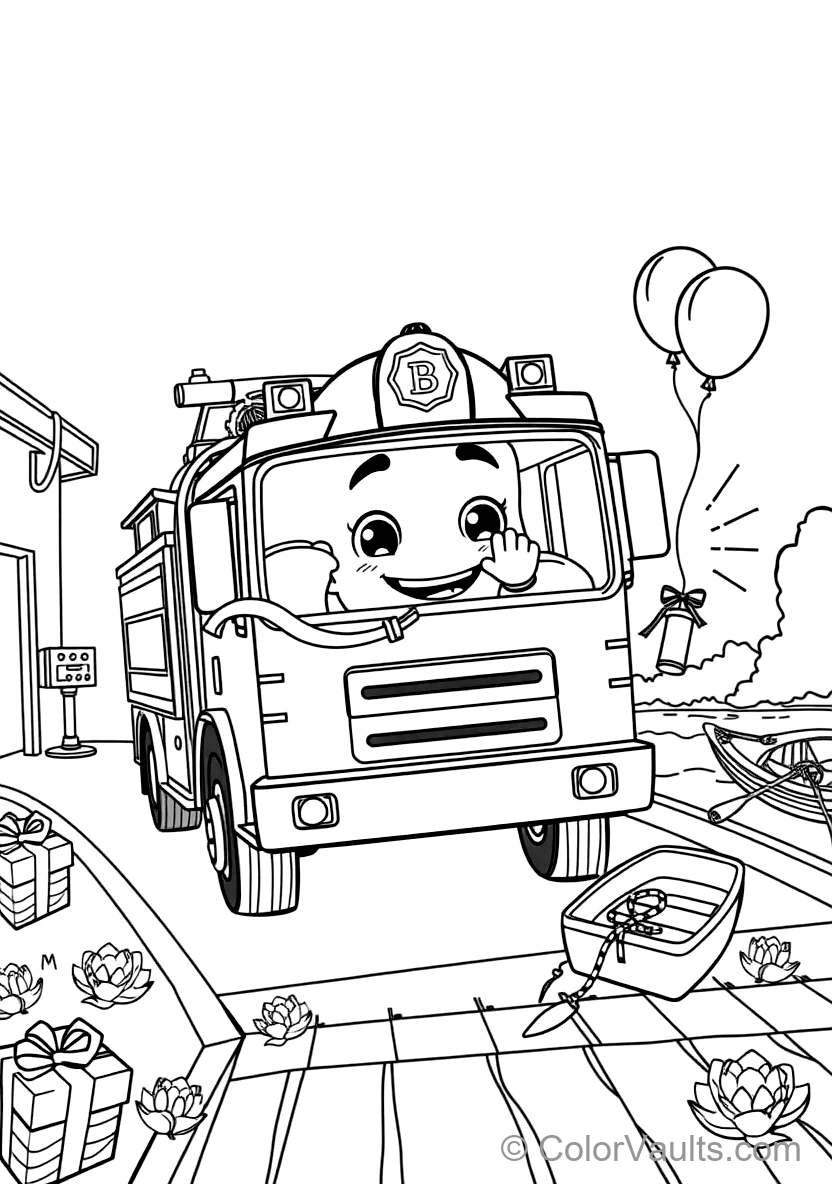 Blippi Exploring a Shiny Fire Truck Holding a Fire (Scene 10)