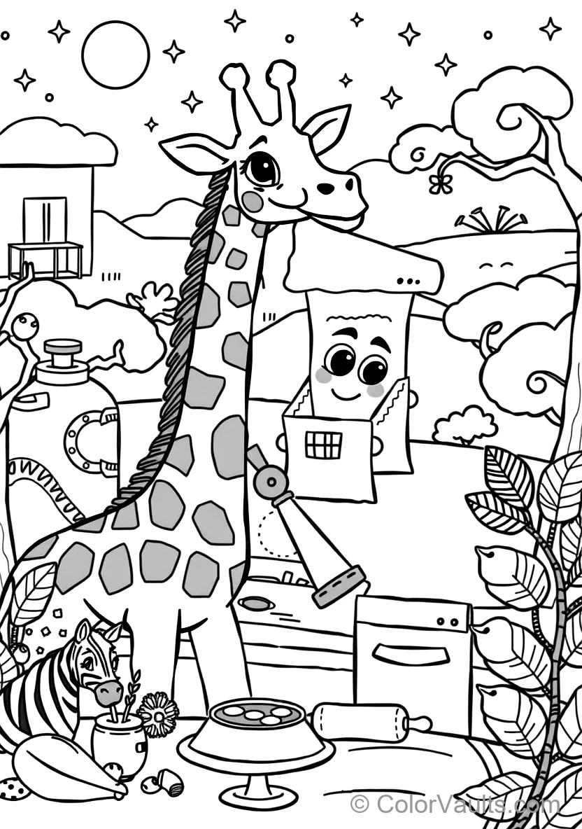Blippi Feeding a Friendly Tall Giraffe with Acacia (Scene 7)