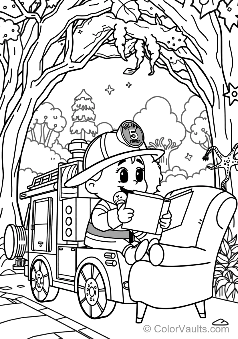 Blippi Exploring a Shiny Fire Truck Holding a Fire (Scene 13)