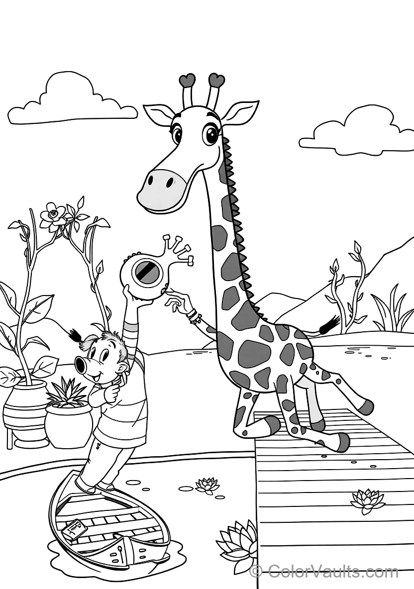 Blippi Feeding a Friendly Tall Giraffe with Acacia (Scene 14)