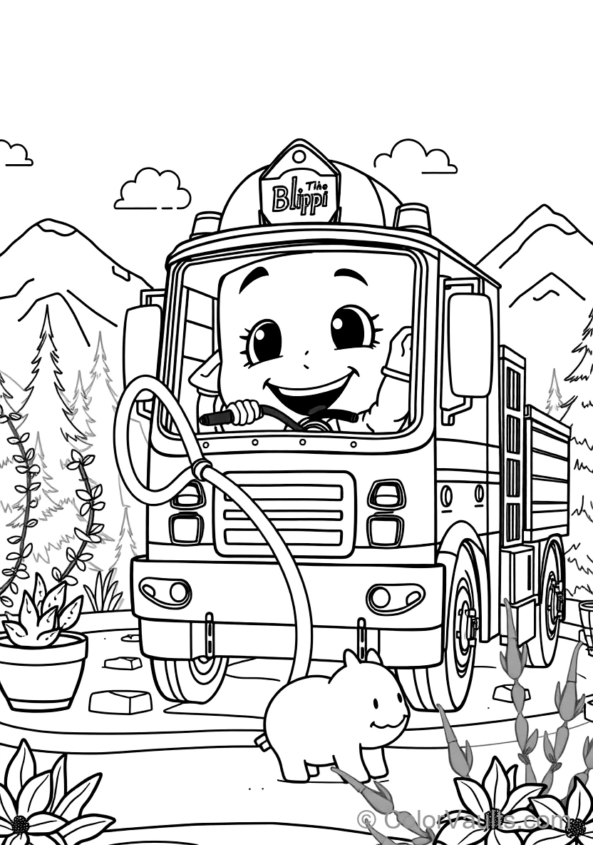 Blippi Exploring a Shiny Fire Truck Holding a Fire (Scene 17)