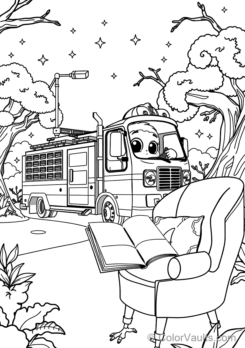 Blippi Exploring a Shiny Fire Truck Holding a Fire (Scene 18)