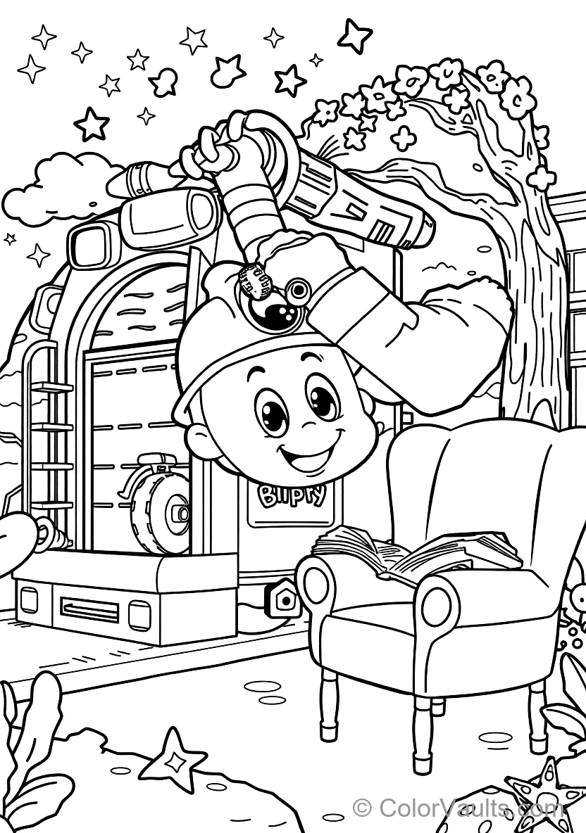 Blippi Exploring a Shiny Fire Truck Holding a Fire (Scene 19)