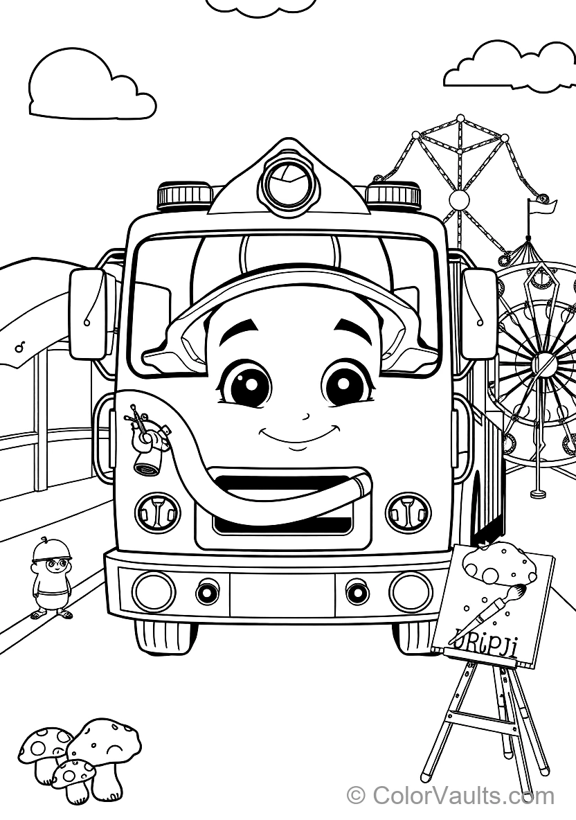 Blippi Exploring a Shiny Fire Truck Holding a Fire (Scene 21)