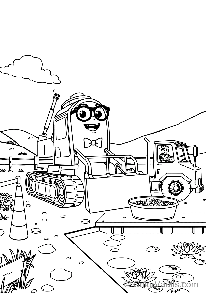 Blippi in Bowtie and Glasses Operating a Giant (Scene 21)