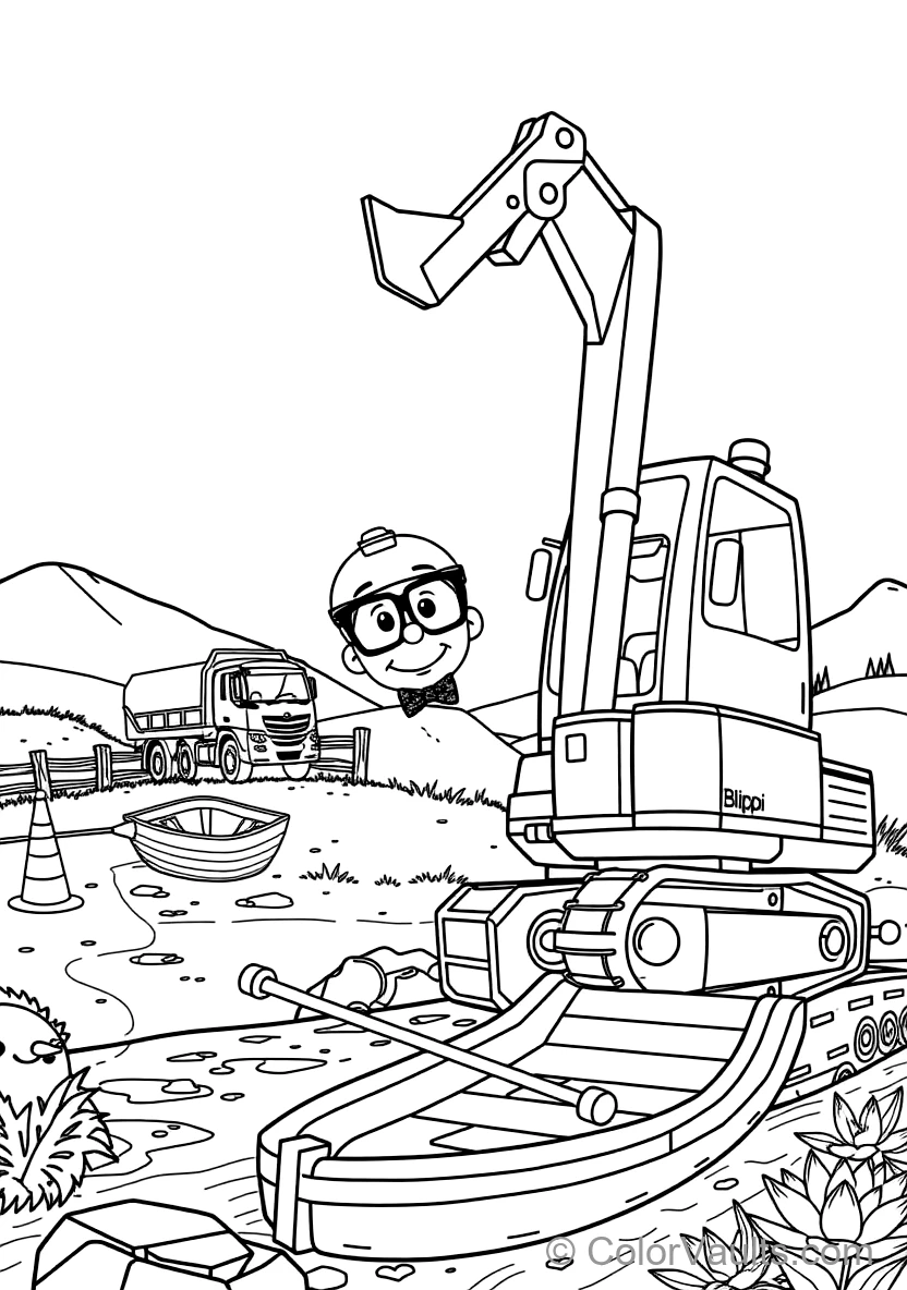 Blippi in Bowtie et Glasses Operating a Giant (Scene 24)