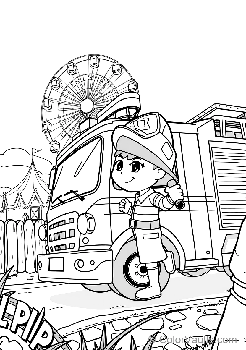 Blippi Exploring a Shiny Fire Truck Holding a Fire (Scene 23)