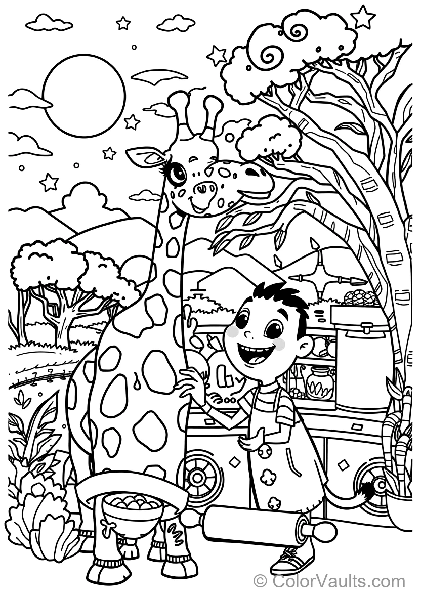 Blippi Feeding a Friendly Tall Giraffe avec Acacia (Scene 27)