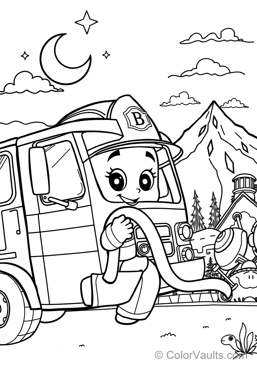 Blippi Exploring a Shiny Fire Truck Holding a Fire (Scene 27)