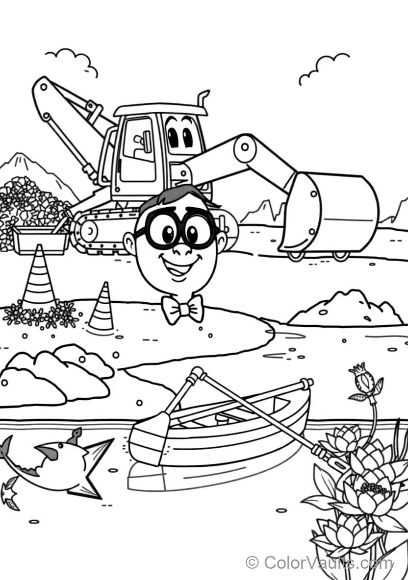 Blippi in Bowtie et Glasses Operating a Giant (Scene 28)