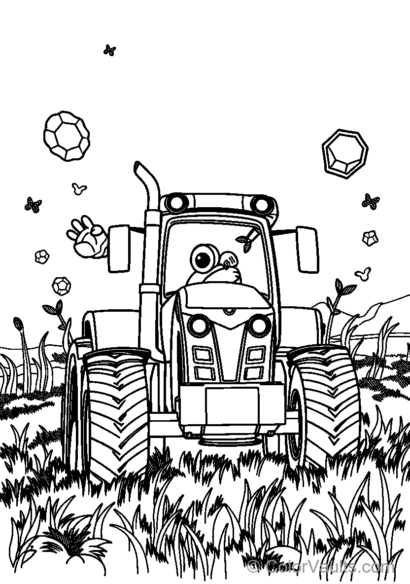Cartoon Tractor In Field