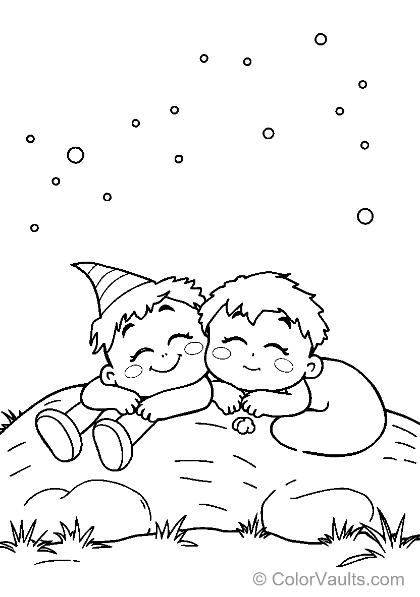 Children Resting Outdoors