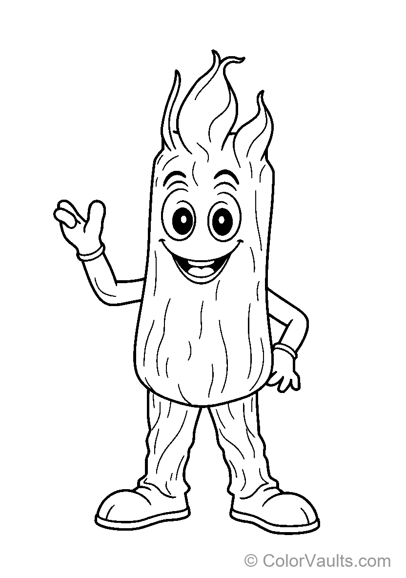 Flame Haired Cartoon Mascot Waving