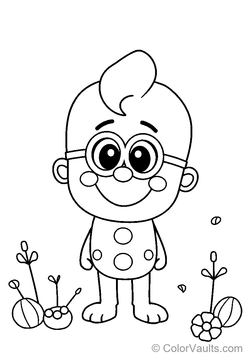 Smiling Cartoon Boy avec Flowers