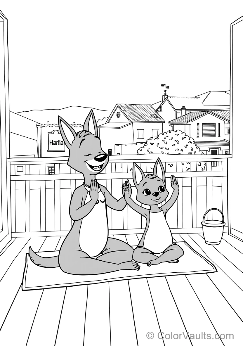 Chilli (mum) and Bluey Doing Gentle Morning Yoga (Scene 2)