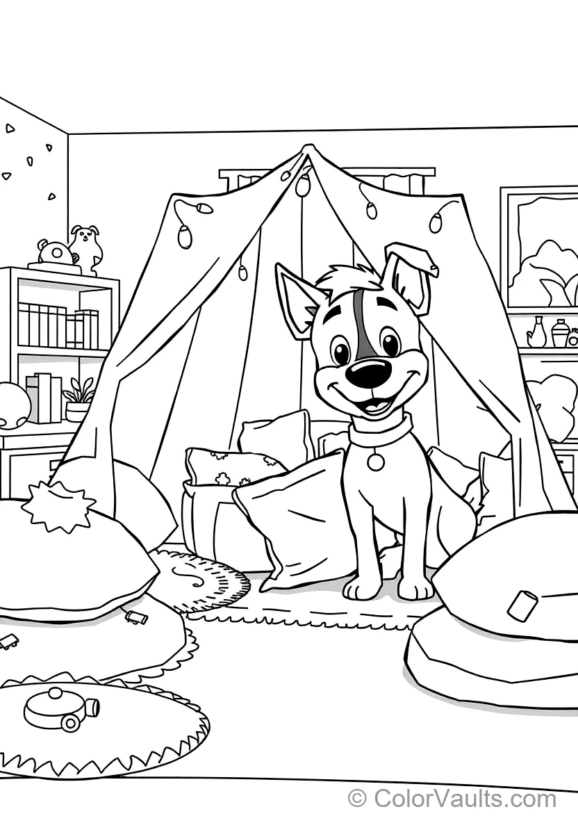 Bluey and Bingo Building an Elaborate Indoor Fort (Scene 2)