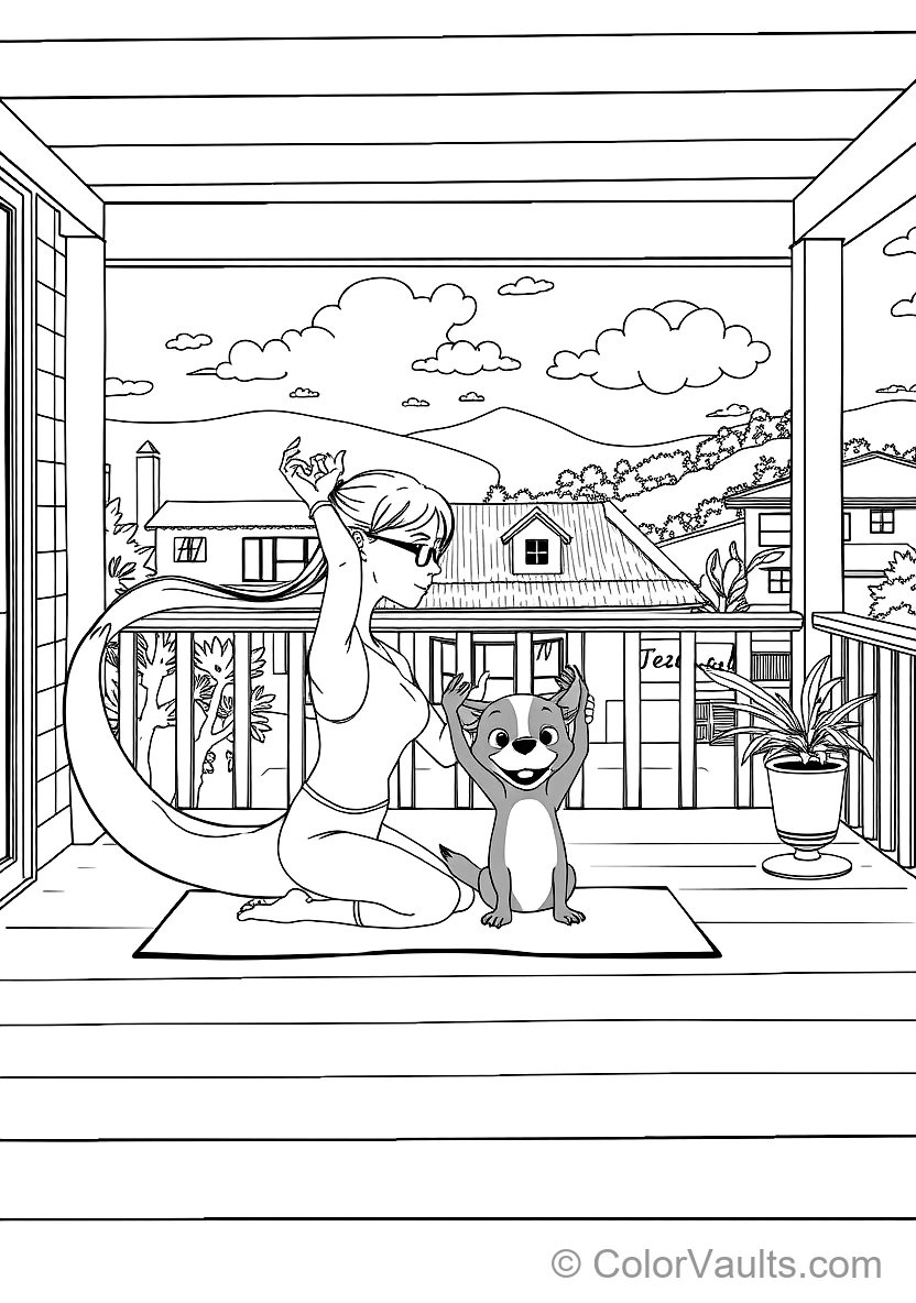 Chilli (mum) and Bluey Doing Gentle Morning Yoga (Scene 3)