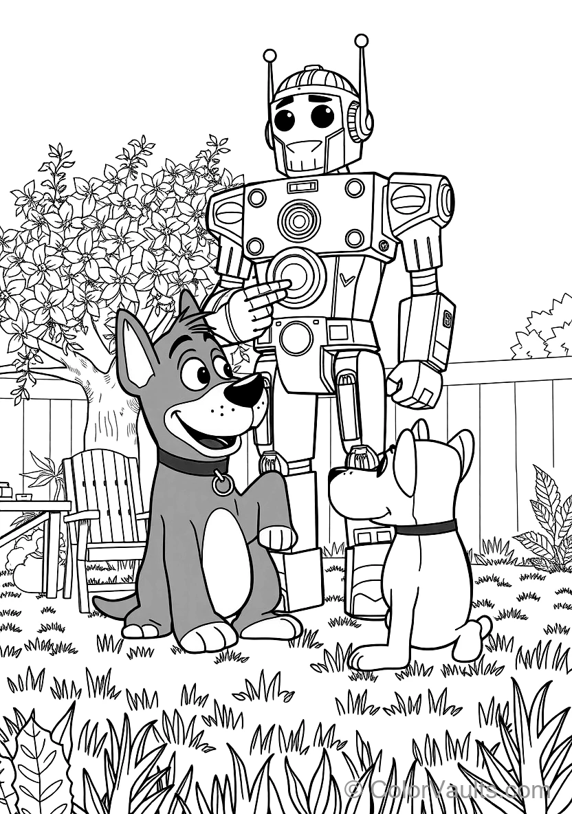 Bandit (dad) Pretending to Be a Giant Robotic Statue (Scene 2)