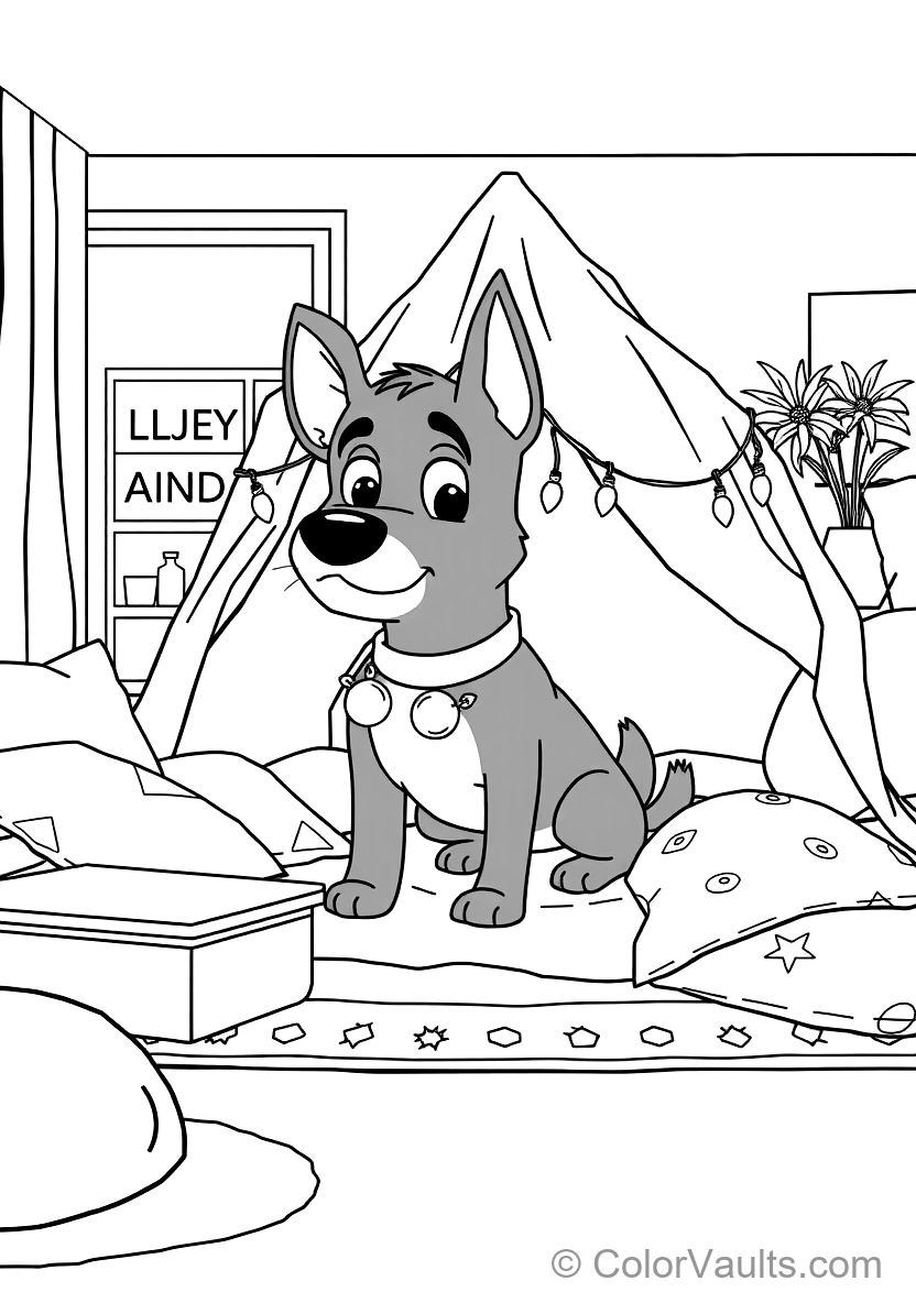 Bluey et Bingo Building an Elaborate Indoor Fort (Scene 4)