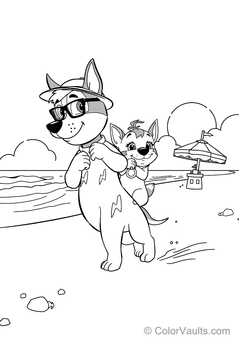 Bandit Carrying Bluey und Bingo on His Shoulders for a (Scene 3)