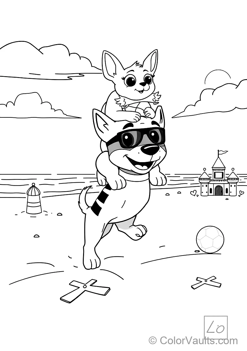 Bandit Carrying Bluey und Bingo on His Shoulders for a (Scene 4)