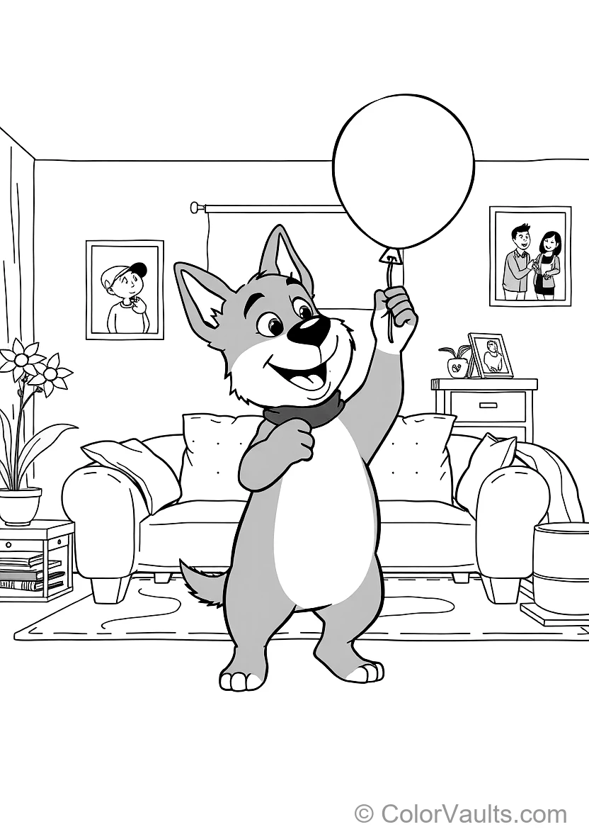 Bingo Playing Keepy-uppy mit a Red Balloon Gently (Scene 3)