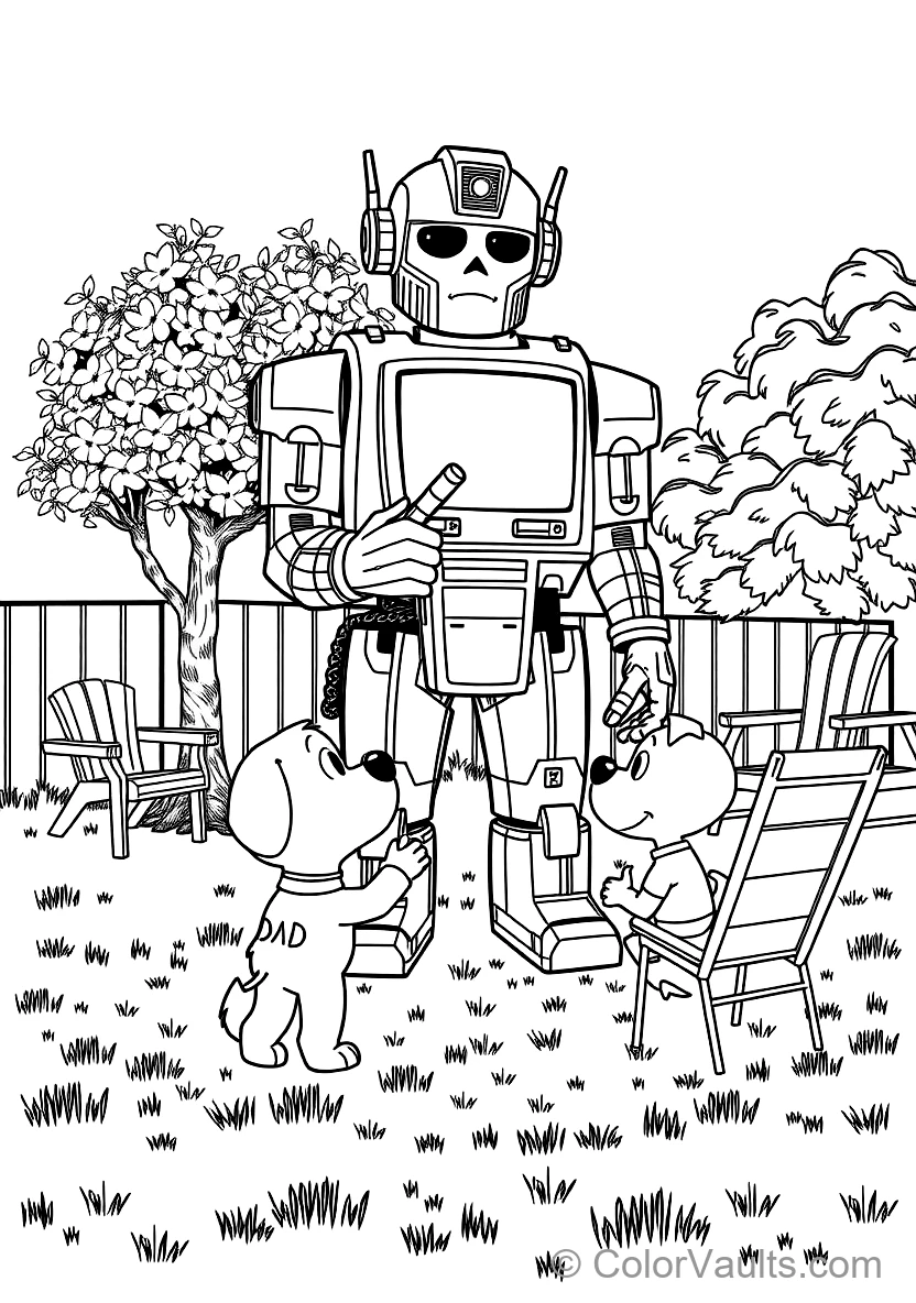 Bandit (dad) Pretending to Be a Giant Robotic Statue (Scene 4)