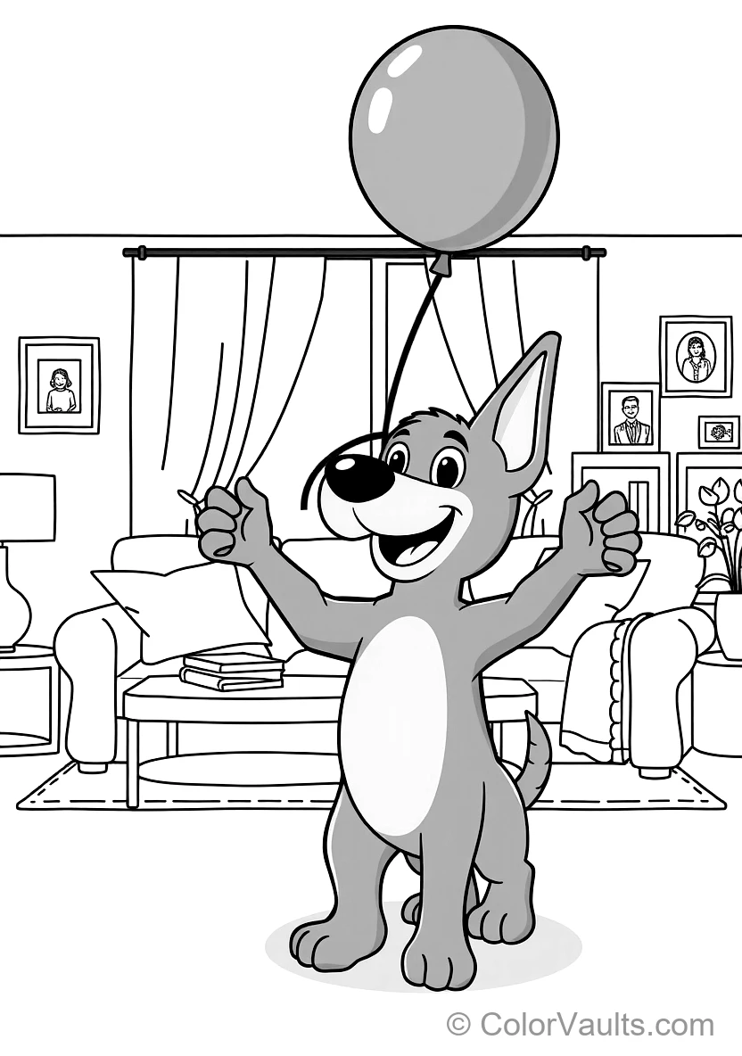 Bingo Playing Keepy-uppy avec a Red Balloon Gently (Scene 4)
