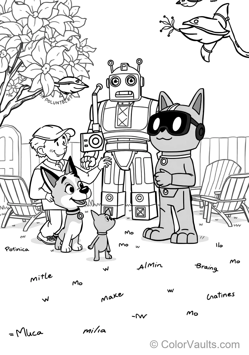 Bandit (dad) Pretending to Be a Giant Robotic Statue (Scene 5)
